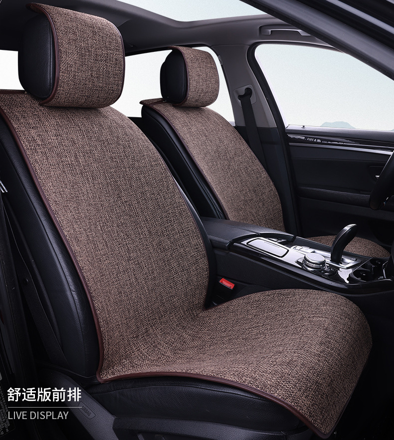 Car Seat Cushion, Universal for All Seasons, Car-Specific Cotton and Linen Thickeneded, Tie-Free Fabric Linen Single-Piece Car Seat Cushion and Chair Cover
