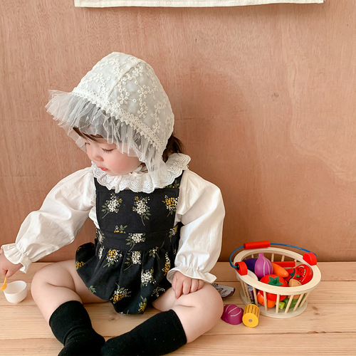 Baby Autumn Small Floral Jumpsuit Korean Children's Clothes Baby Girl Long Sleeve Two-piece Set Covered Clothes Baby Romper