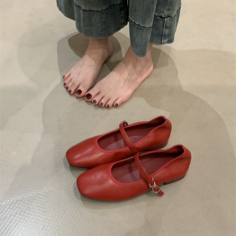 晚风复古平底玛丽珍单鞋女2025新款秋季法式配裙子温柔软底芭蕾鞋|undefined