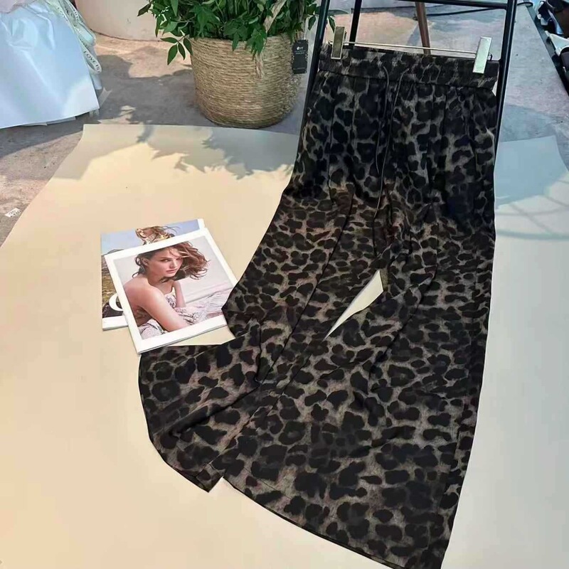 Summer Thin Narrow Wide-Leg Pants for Women 2026 New High-Waisted Drapey Slimming Versatile Leopard Print Casual Long Pants for Women Summer Thin Narrow Wide-Leg Pants for Women 2026 New High-Waisted Drapey Slimming Versatile Leopard Print Casual Long Pants for Women