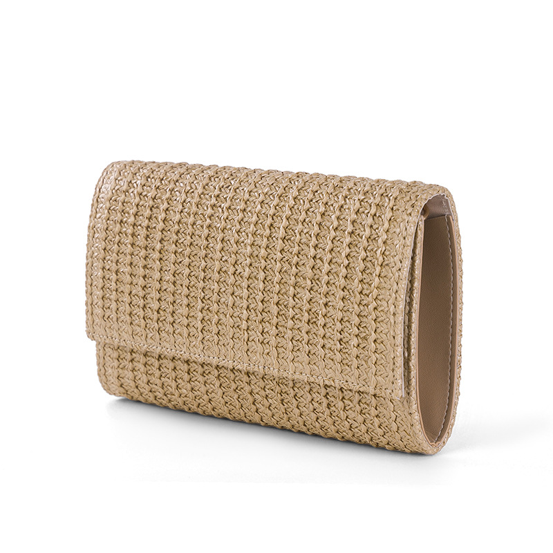 All Seasons Season Women's Straw Solid Color Elegant Streetwear Square Flip Cover Clutch Bag