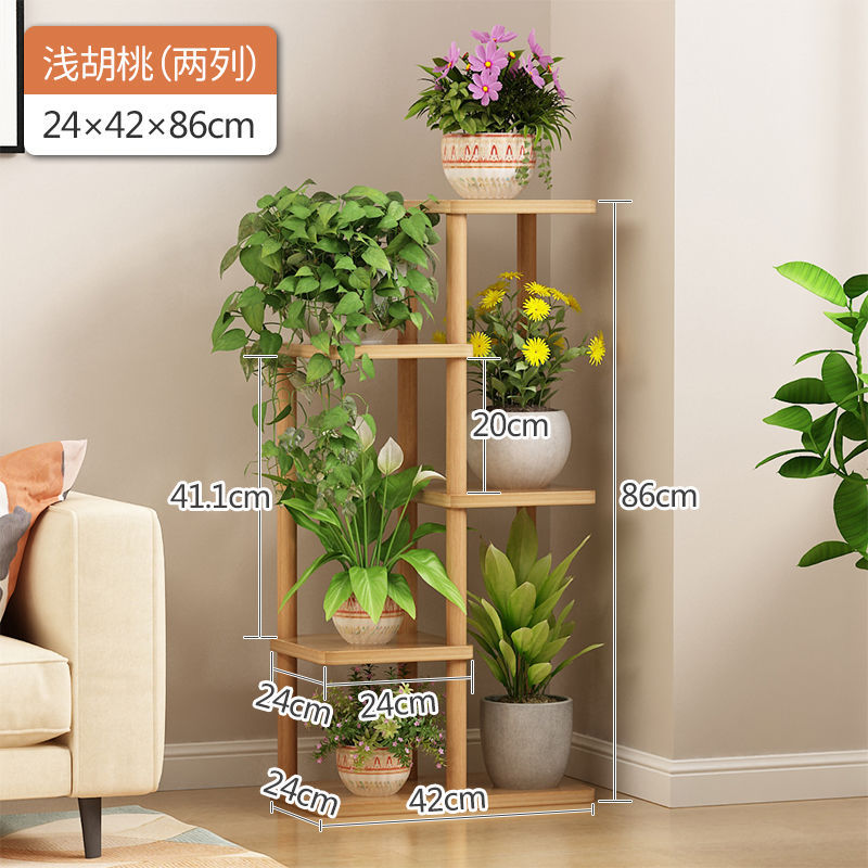 Estante de flores de madera sólida multicapa interior piso sala de estar decoración simple rack de flores verdes multicarnose orquídeas colgantes