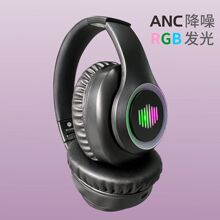 工厂厂家RGB幻彩发光+ANC主动降噪头戴式蓝牙耳机质感外壳好音质