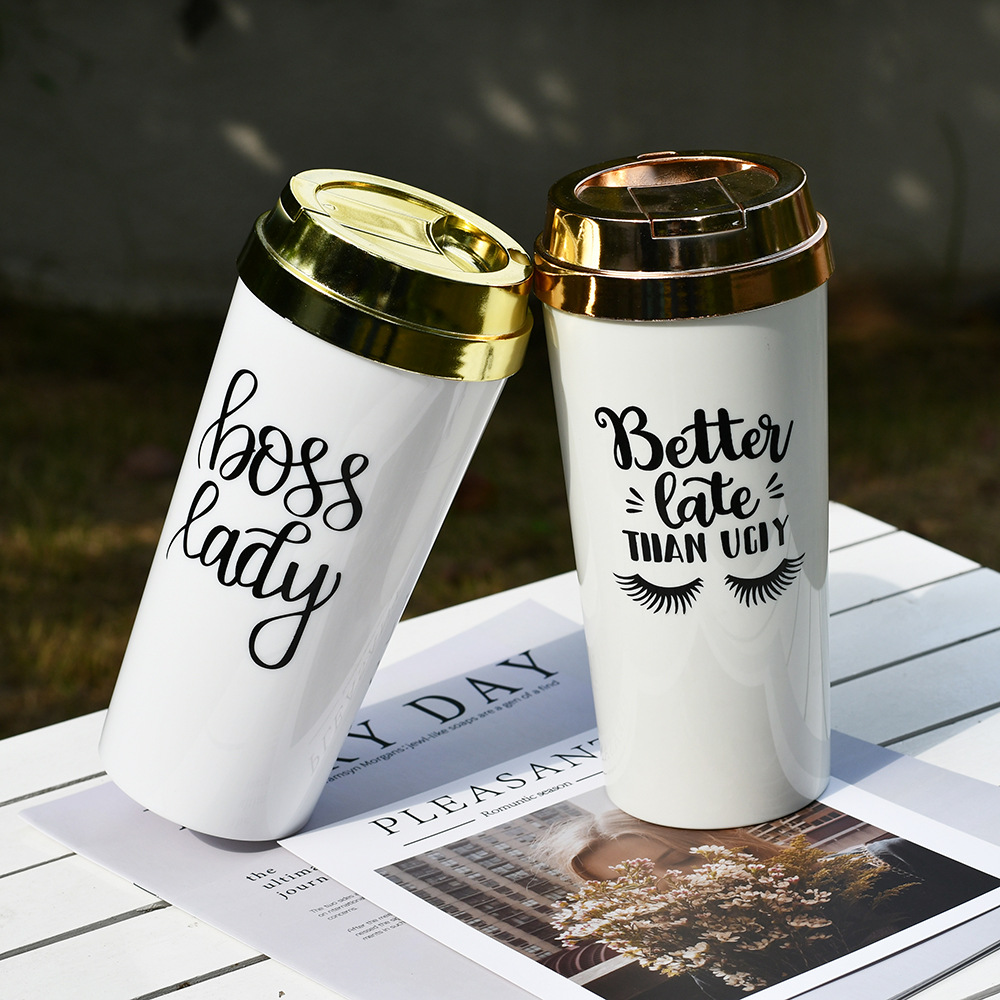 2024 europeo y americano transfronterizo nuevo BOSS Dama doble acrílico taza de café 16oz aislado taza de agua portátil