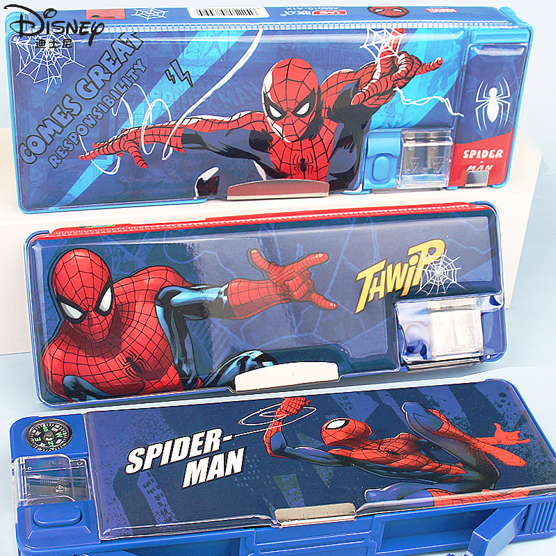 Disney Stationery Box Marvel Spider-Man Multifunctional Reading Stand Pencil Case Large Capacity Pencil Bag for Primary School Boys