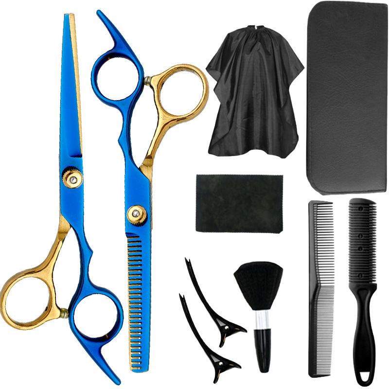 Fábrica al por mayor de 6 pulgadas tijeras de pelo profesional estilista de pelo tijeras de peluquería corte de pelo tijeras planas tijeras de dientes finos traje