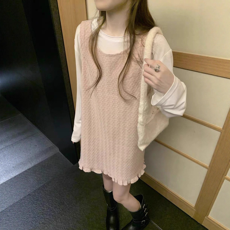 两色可选！莱赛尔天丝圆领百搭长袖t恤女宽松甜美学生上衣|undefined