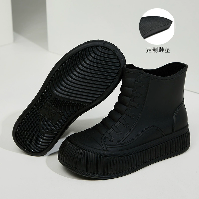 Новая женская водяная обувь внутри водонепроницаемая дождевая обувь нескользящая дождевая сапога короткая модная корейская резиновая обувь водная сапога трансграничный экспорт