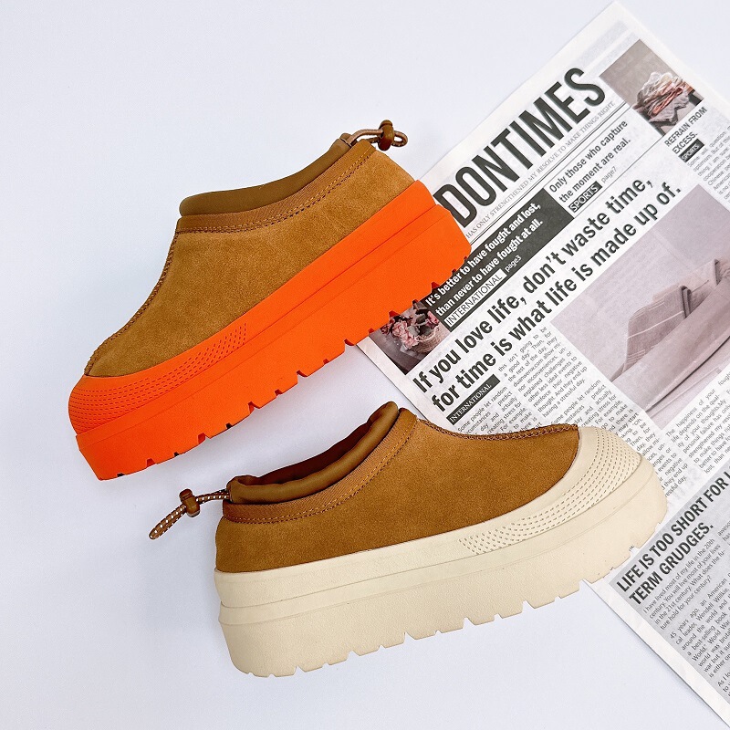 25 New Models of Tasman Leather Snow Boots for Women, Wool Waterproof Platform, Height-Increasing Thick-Soled Slip-On Cotton Shoes