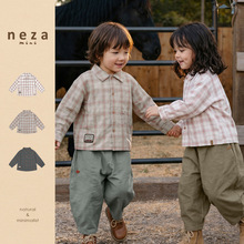 neza【原野格调】儿童衬衫春季新款男童衬衫女童外套百搭薄款上衣