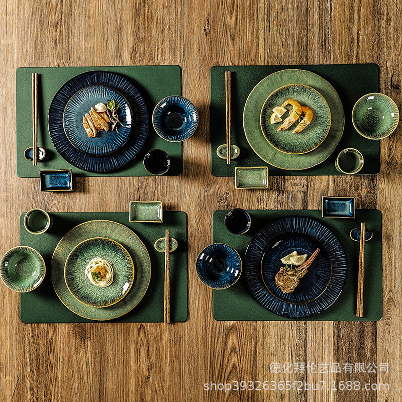 Japanese Style Creative Kiln Tableware Ceramic Set Restaurant Household Model Room One-person Eating Personalized Ceramic Plate Table