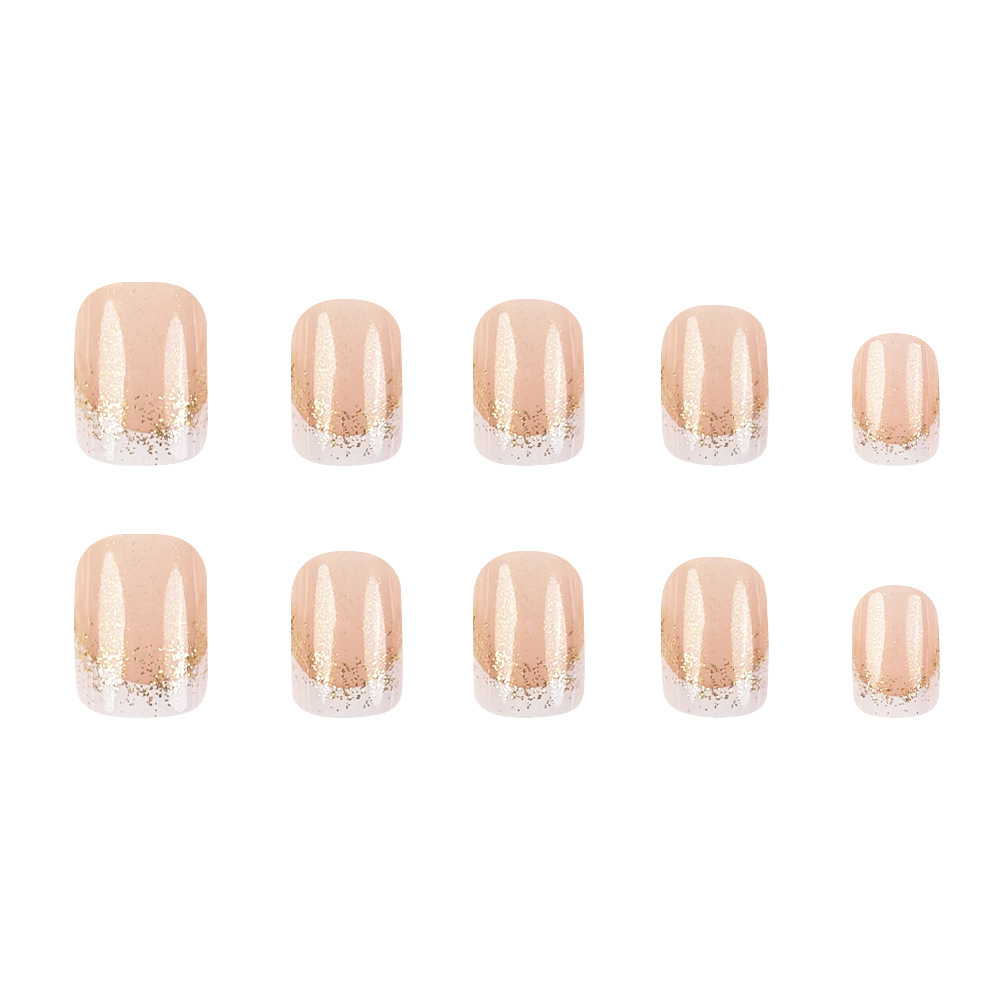 Unpa de uñas de uso comercial exterior simple blanco francés corto redondo desnudo suave blanqueamiento parche de uñas falsas