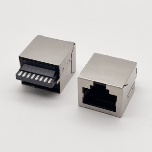 Rj45 Shielded Square Wire Welding Type 8P8C One-Piece Female Socket Welding Wire Network Port Extension Cable Connector