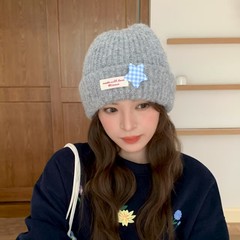 慵懒风针织帽秋冬高级感糖果色护耳保暖帽韩系简约毛线帽百搭冷帽