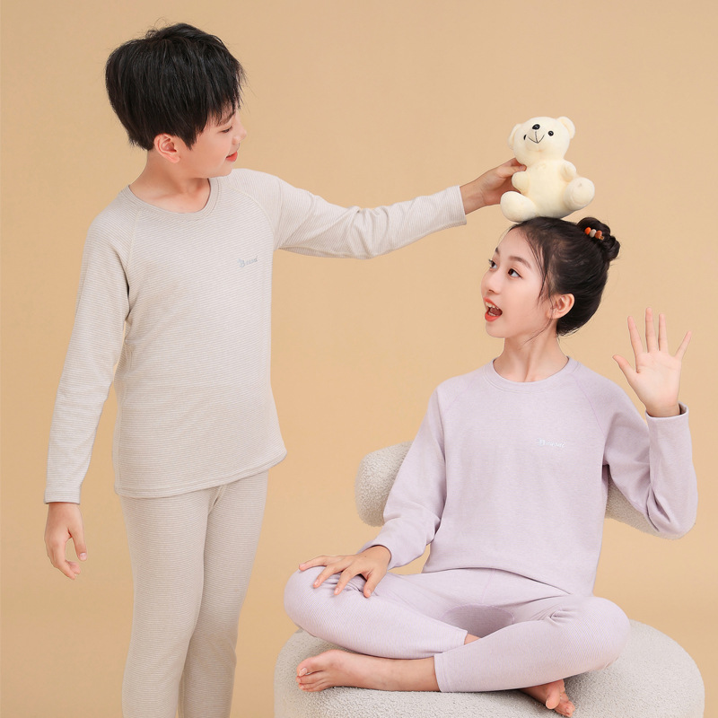 어린이를위한 가을과 겨울을위한 어린이 열 속옷 세트 캐시미어 실크 Bottoming 셔츠