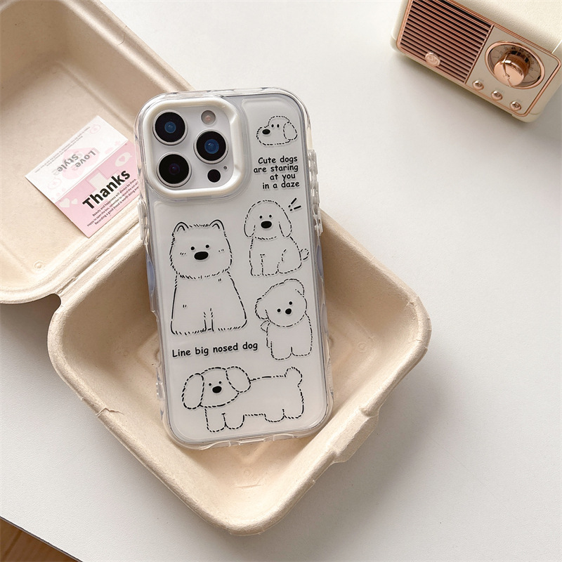 Lindo cachorro adecuado para iPhone 16pm funda para teléfono móvil Apple 15 pareja 13 nuevo 14 suave 15Promax