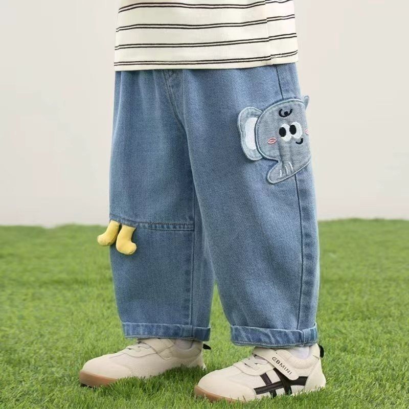 2026 New Style Jeans Early Spring New Trendy Cartoon Boys' Children's Pants Baby Straight-Leg Pants for Toddlers and Young Children Spring 2026 New Style Jeans Early Spring New Trendy Cartoon Boys' Children's Pants Baby Straight-Leg Pants for Toddlers and Young Children Spring
