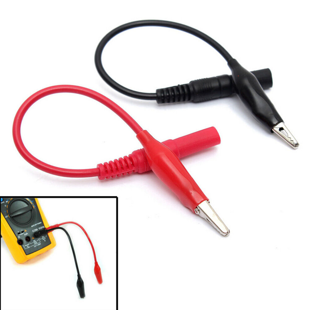 Capacitor tester with alligator clips, insulated test leads, short clips, each pack includes one red and one black clip