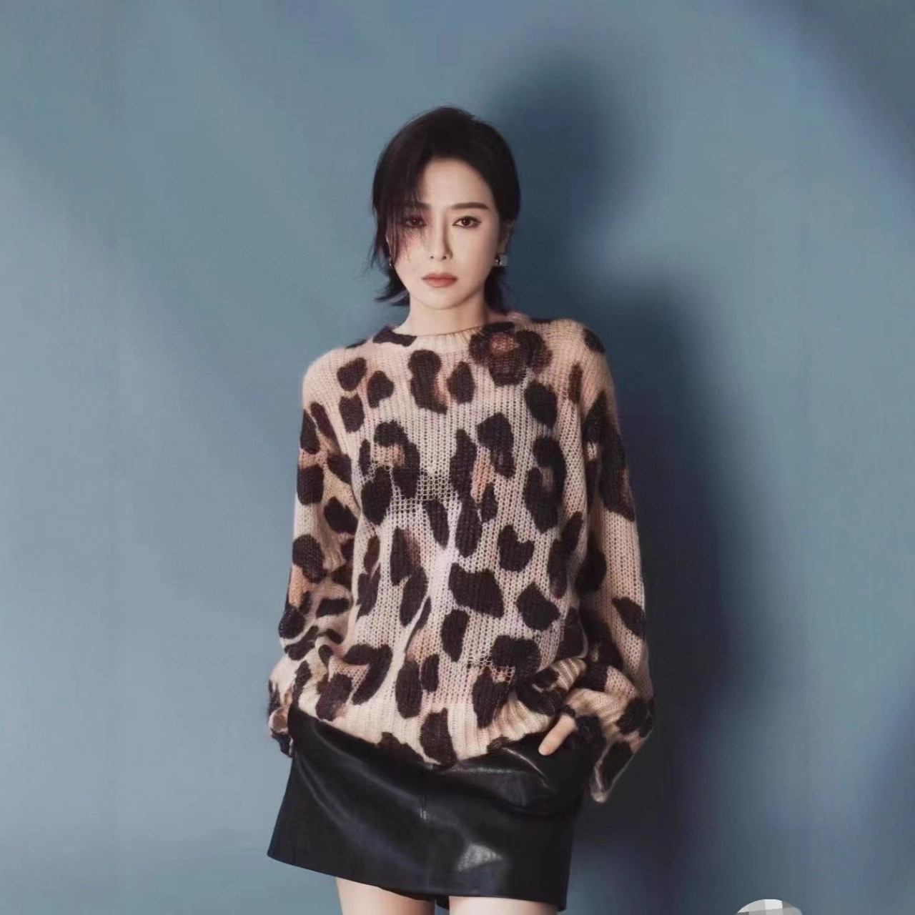 M**O Women's Clothing Mall Same Style Qin Lan Same Style Knitwear 2025 Autum New Leopard Print Knitwear Including Mohair for Women