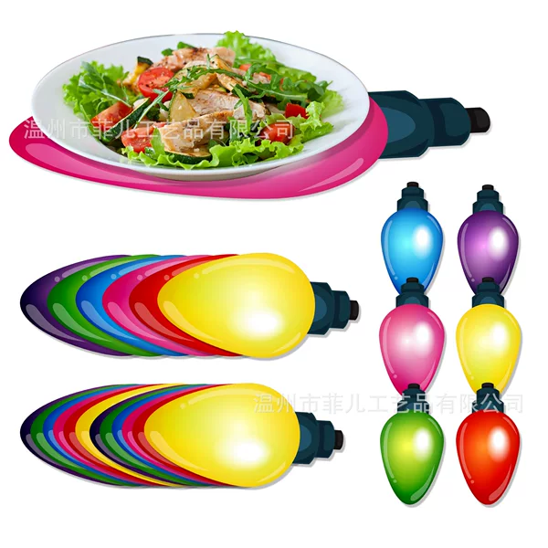 Ca173 Christmas Light Decoration Shaped Placemats Party Decoration Tableware Christmas Disposable Placemat Paper