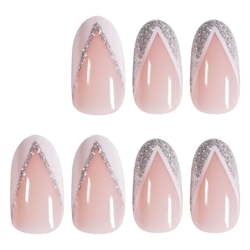 Borde de Plata francés desgaste manicura acabado parche de uñas falso parche de uñas impermeable parche de uñas extraíble