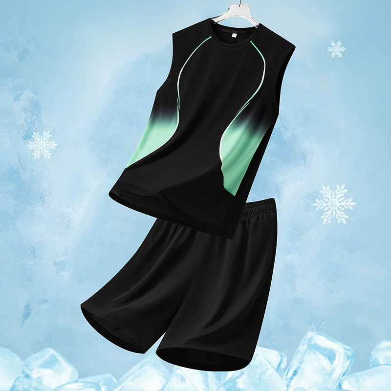 Новая модная повседневная спортивная футболка из ледяного шелка для молодых мужчин, легкий, быстросохнущий топ из ледяного шелка с короткими рукавами и круглым вырезом