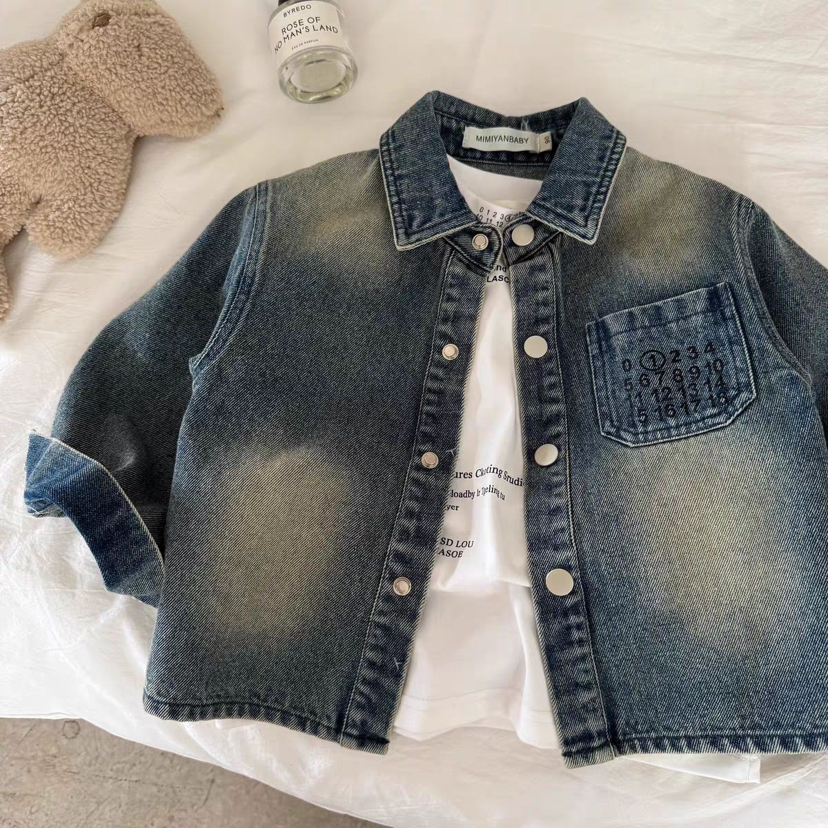 Children's Denim Jacket 2025 Spring & Fall Kidsren's Clothing Boys Korean Style Embroidered Shirt Baby Kidsren's Lapel Big Kidsren's Tops