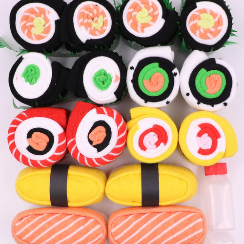 Sushi socks mid-calf trendy socks combed cotton Christmas socks Christmas gift boxed high-cut trendy couple casual socks