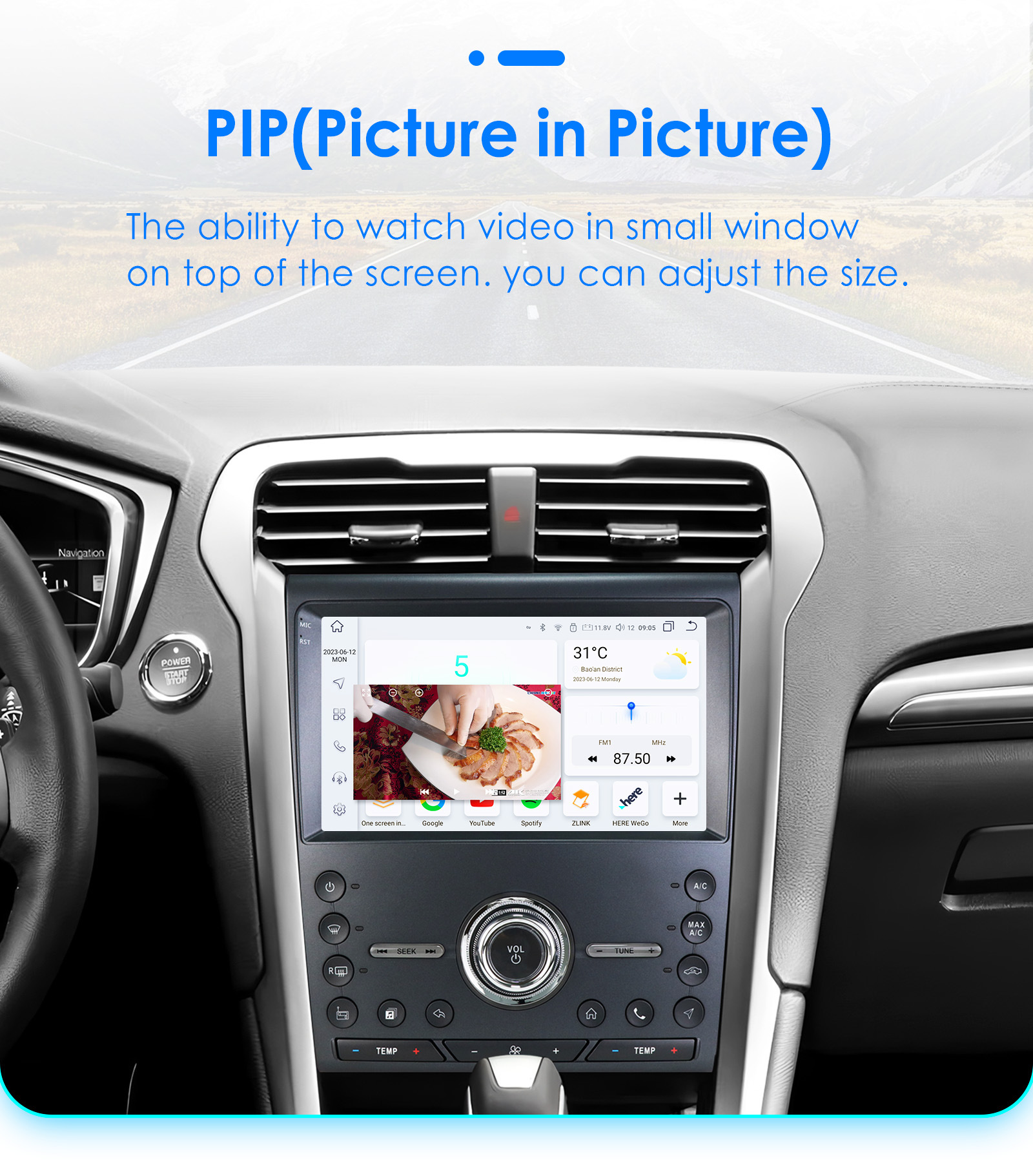 Compatible with Ford Mondeo and Ford Fusion 2nd generation (models 2013-2019) large-screen Android car navigation with CarPlay