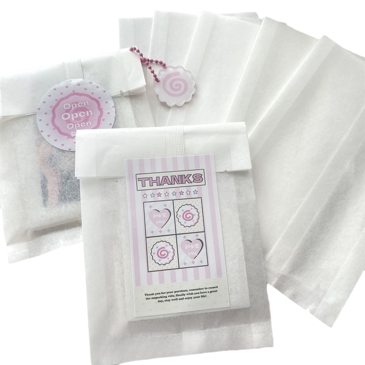 High-value ins white cotton paper bag translucent frosted packaging love bean small card self-sealing bag portable thick