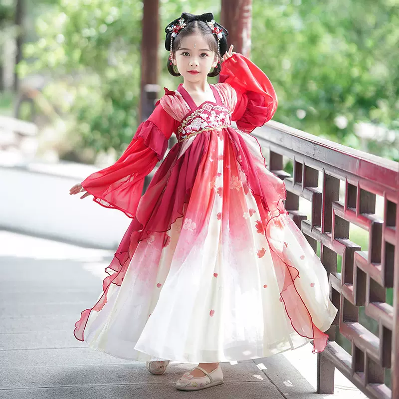 女童汉服中秋装2025新款中国风襦裙仙女飘逸古装儿童春秋连衣裙