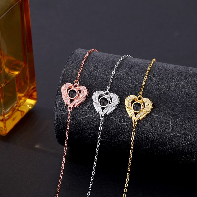 Cross-border-original romantic love flying cross chain 100 languages 520 color photo projection bracelet