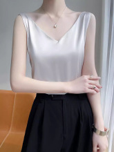 女西装打底缎面仿真丝醋酸上衣背心内搭吊带夏V领绸通勤风可外穿