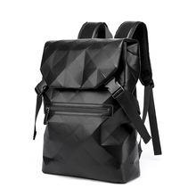 新款潮酷菱格双肩书包男商务大容量时尚旅行15.6寸电脑背包