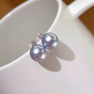 Princess 18K Gold Natural Pearl Earrings Pendant Grey Blue Freshwater Really Many Hemp Pearl Earrings Necklace Set