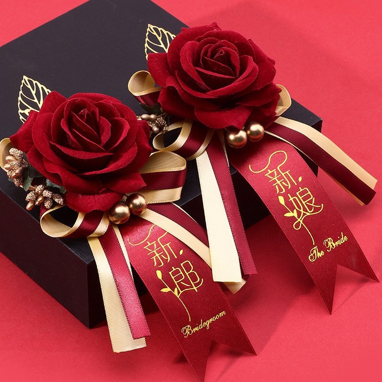 新郎新婦のウェディングコサージュセット、結婚式の付添人、花嫁介添人、ハイエンドファミリーコンプリートセット、ブローチ、ウェディングコサージュ|undefined