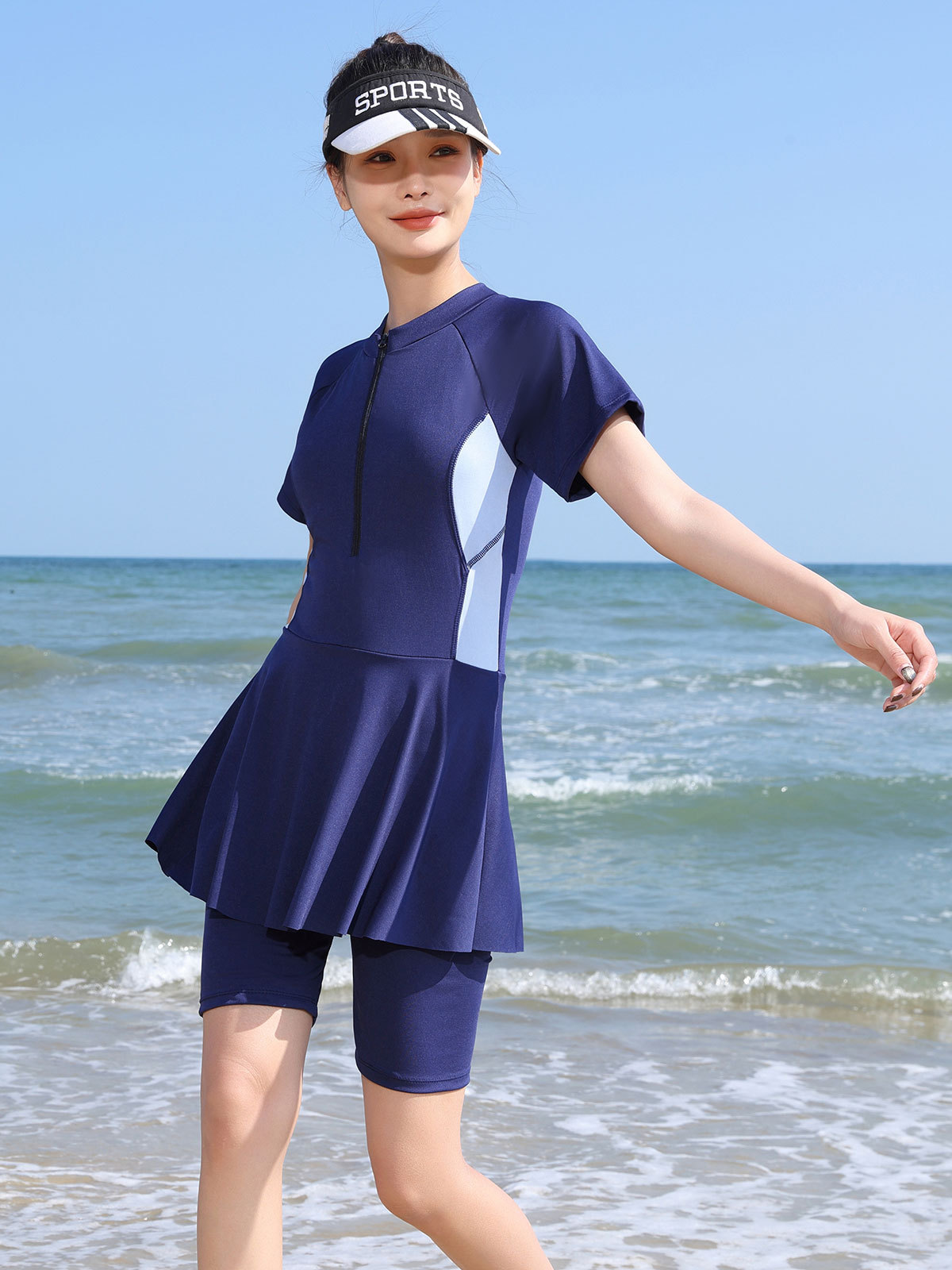 Trajes de baño para mujeres 2024 nuevos trajes de baño de estudiantes, pantalones de cinco puntos, niñas gordas, cubrir la carne, piscina de damas de tamaño grande