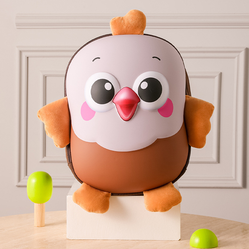 Pollo de dibujos animados en línea, mochila para niños y niñas, mochila para niños de jardín de infantes, mochila para niños de cáscara de huevo ligera