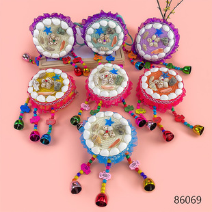 Factory wholesale children's conch shell color three Bell straw shoulder bag stage performance props travel outdoor festival