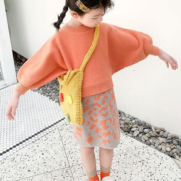 Girls Korean Edition Autumn 2023 New Fashionable Baby Knitted Sweater Set Children's Princess Dress Coat_voghion.com