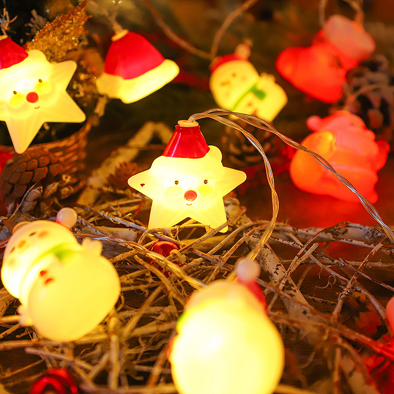 Navidad sombrero muñeco de nieve lámpara encadenada decoración de navidad decoración de la habitación tienda coloca multi-escenas decoración de la lámpara encadenada