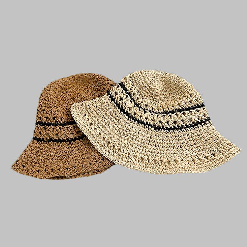 Papyrus Material Women's Casual Style Vacation Solid Color Big Eaves Shearling Hat Straw Hat
