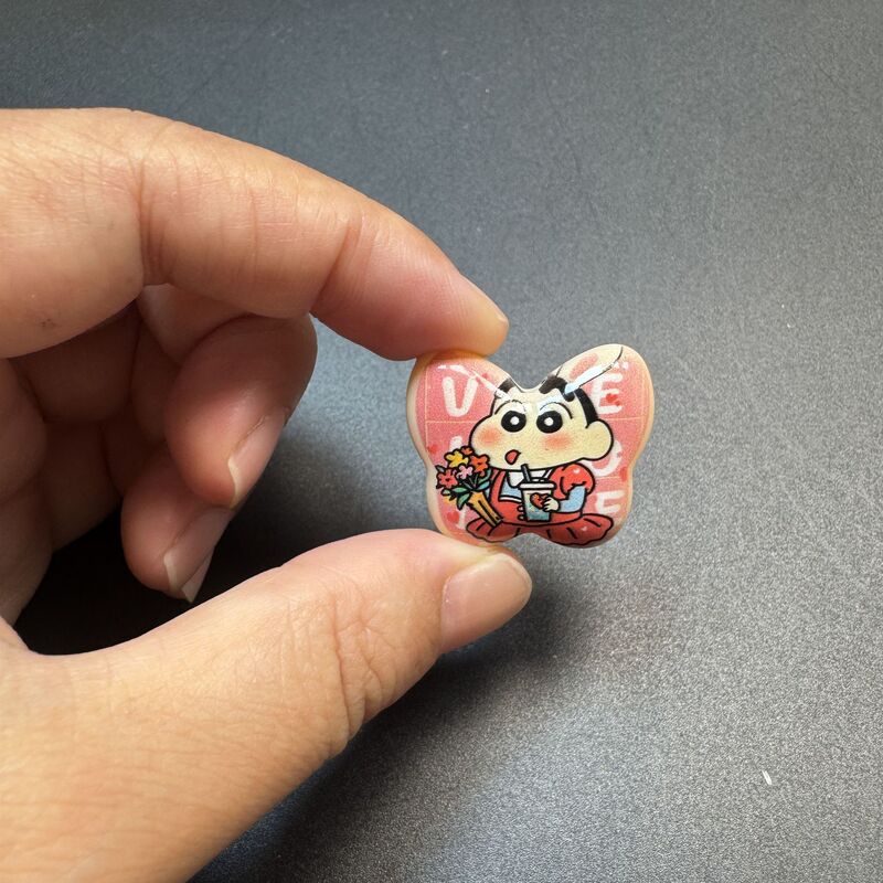 竖孔UV双面彩印卡通蝴蝶DIY手工串珠串笔钥匙链发绳饰品配件材料|undefined