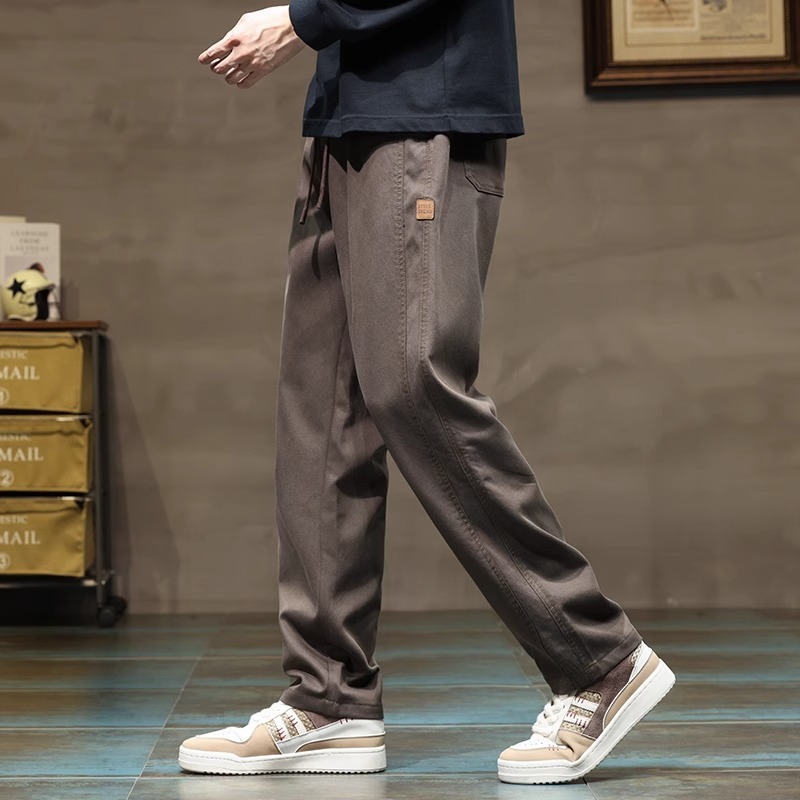 春秋季新款男士休闲裤宽松直筒潮牌美式复古工装阔腿长裤子男款潮|undefined