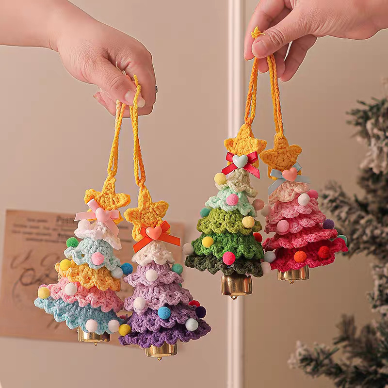 爆款圣诞节Christmas tree车挂件圣诞树毛线手工钩织礼物创意挂件|undefined