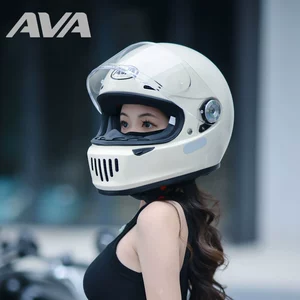 Retro Motorcycle Helmet Harley Cruiser Carbon Fiber Full Face Helmet