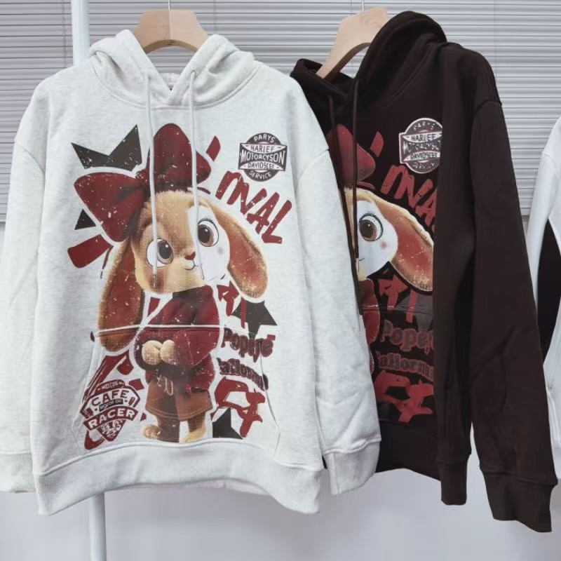 Sudadera con Capucha Térmica para Mujer 300斤 de Peluche Engrosado Con Estampado