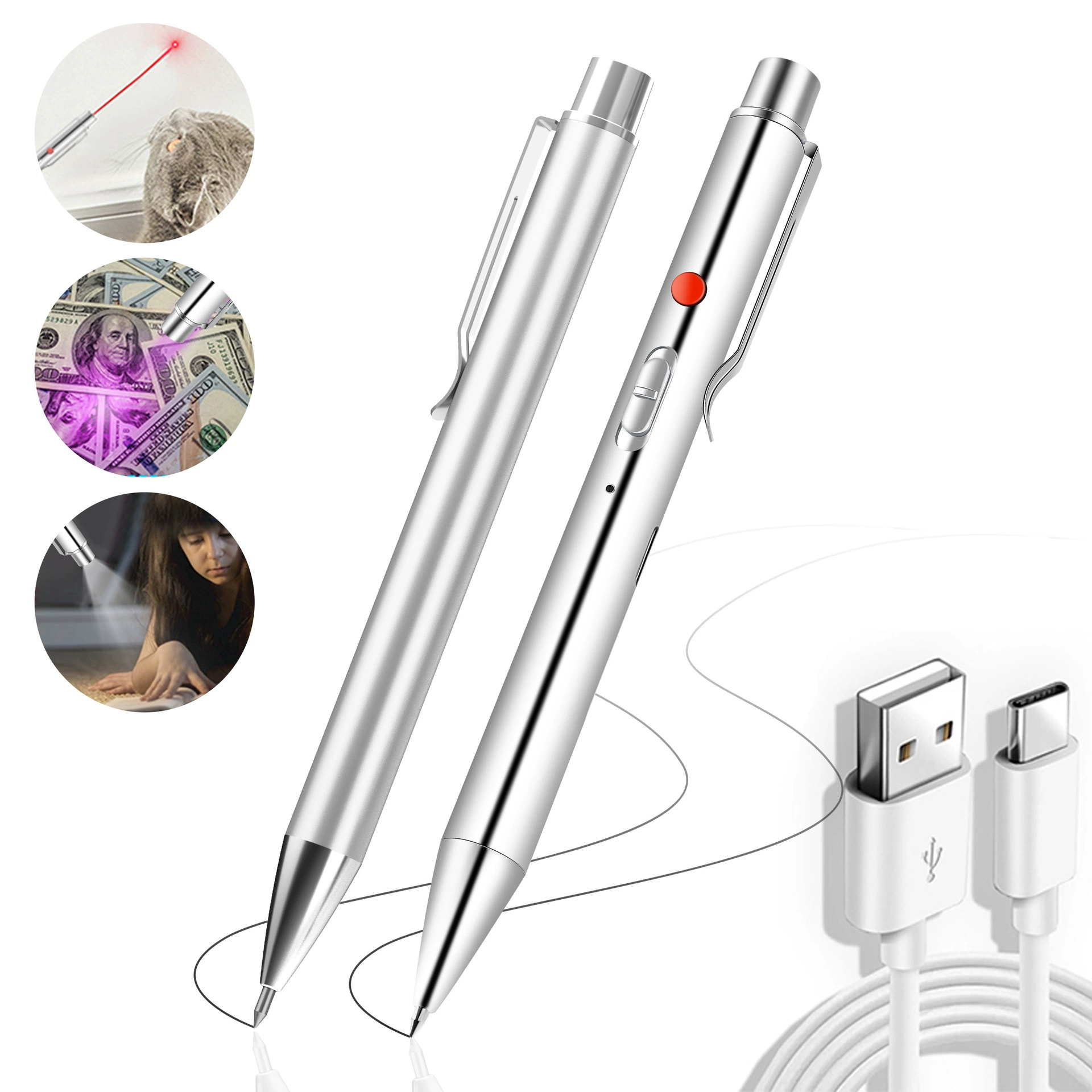 Зарядка многофункциональная ручка лазерная указка инфракрасный фиолетовый свет обнаружения банкнот белый свет свет шариковая ручка лампа фонарик
