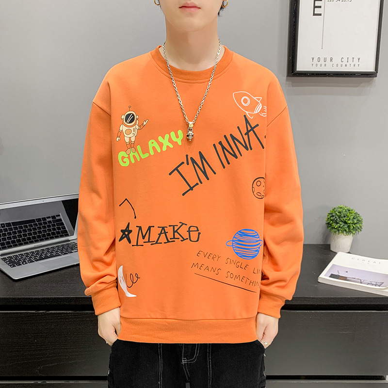 Felpa con cappuccio da uomo con top Instagram alla moda a girocollo, vestibilità ampia per la primavera autunno e versatile maglione per giovani come_voghion.com