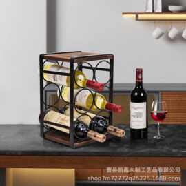 跨境木质红酒架红酒洋酒收纳架多层葡萄酒瓶展示架高脚杯红酒架